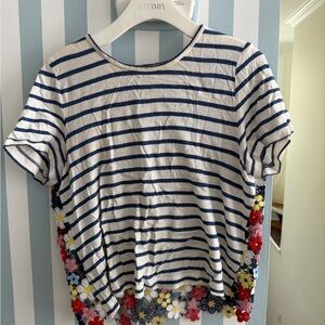 Sea New York Striped Floral Embroidered T-Shirt